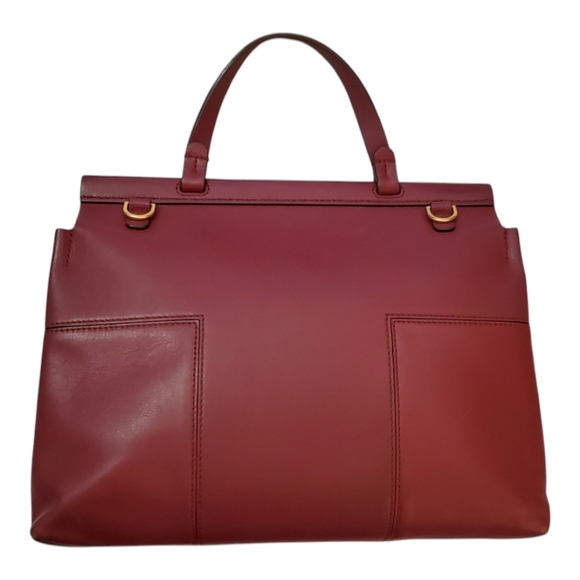 TORY BURCH New York Burgandy Leather Block-T Shoulder Crossbody Handbag - Picture 3 of 16